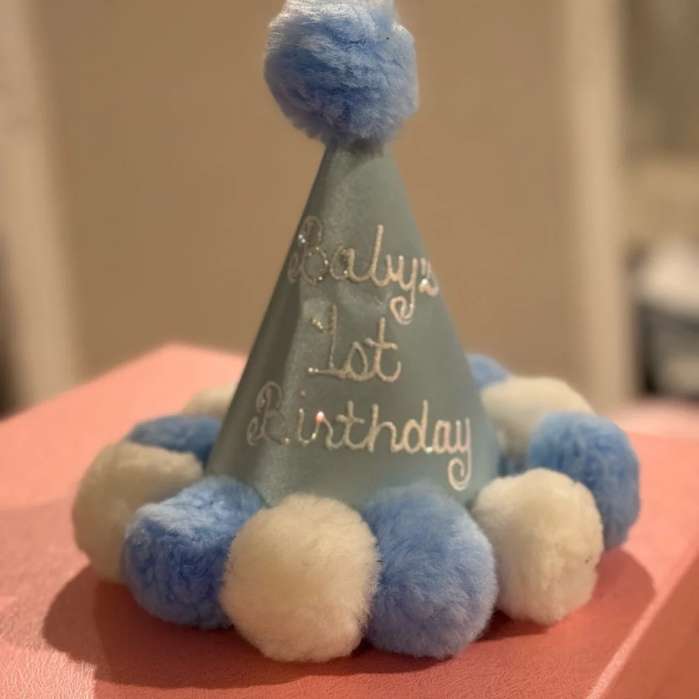 Blue and White Birthday Party Hat